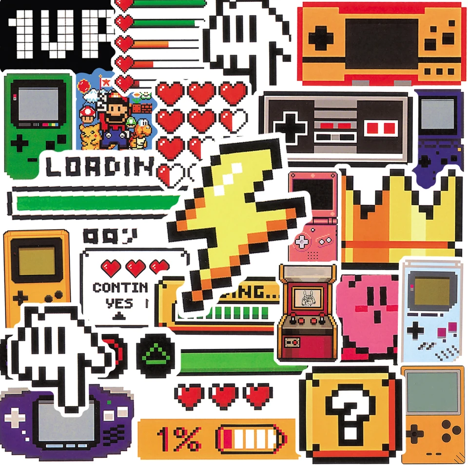 Gaming Console Free - 50PCS Classic Gaming Console Cartoon Stickers