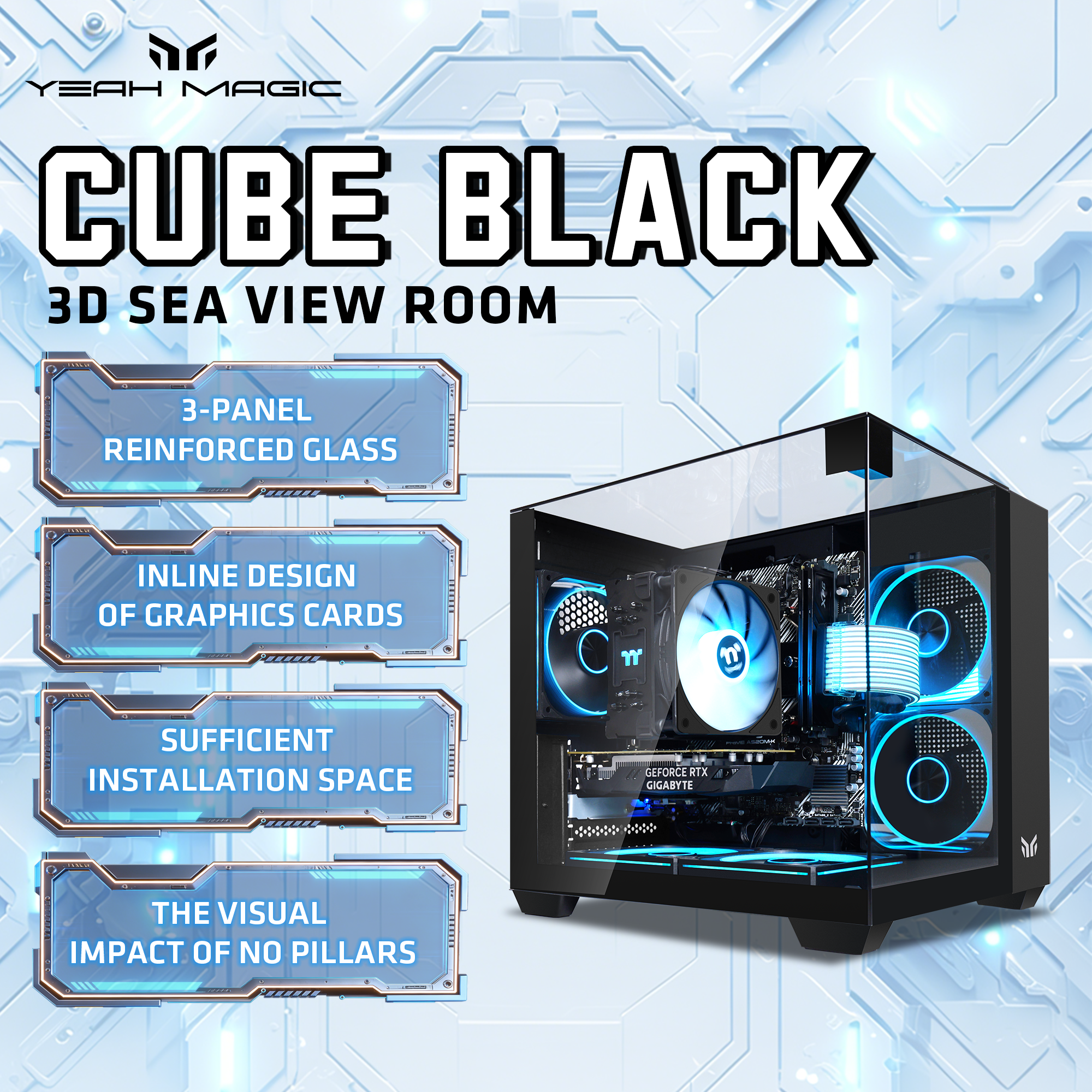 Gaming Console Table - Yeah Magic Cube MATX High-Style Case