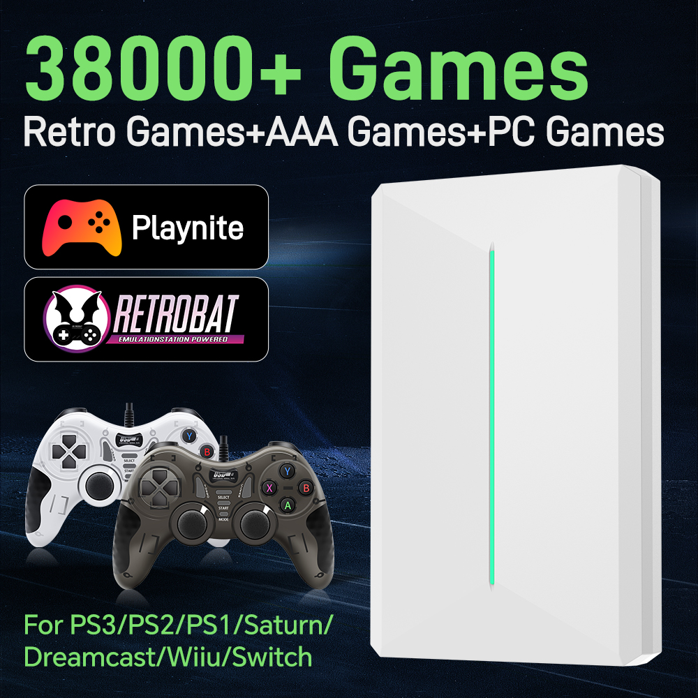 Gaming Console.Emulators - Playnite&Retrobat 500GB Game Hard Drive Consoles