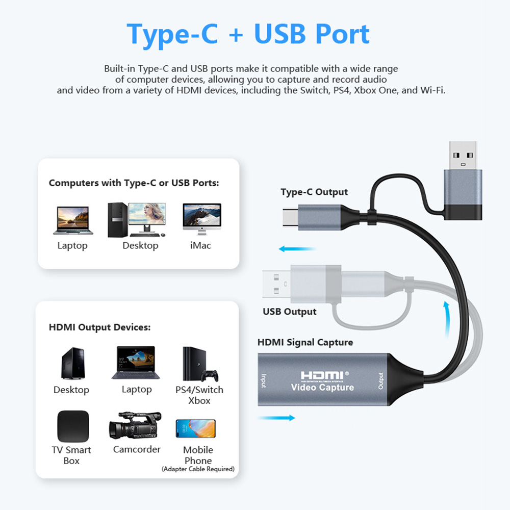 4K 2 in 1 USB 2.0 Video Captur - Gaming Console With Phone avaliação e preço