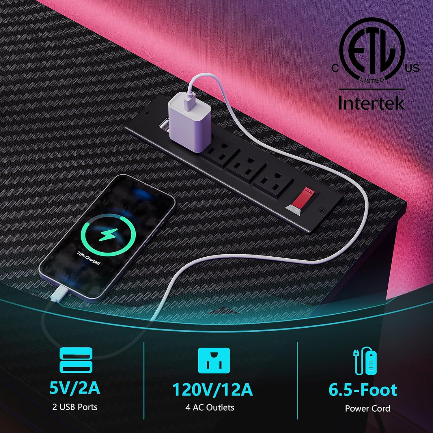 70in LED TV Stand with Power O - Gaming Console Room avaliação e preço