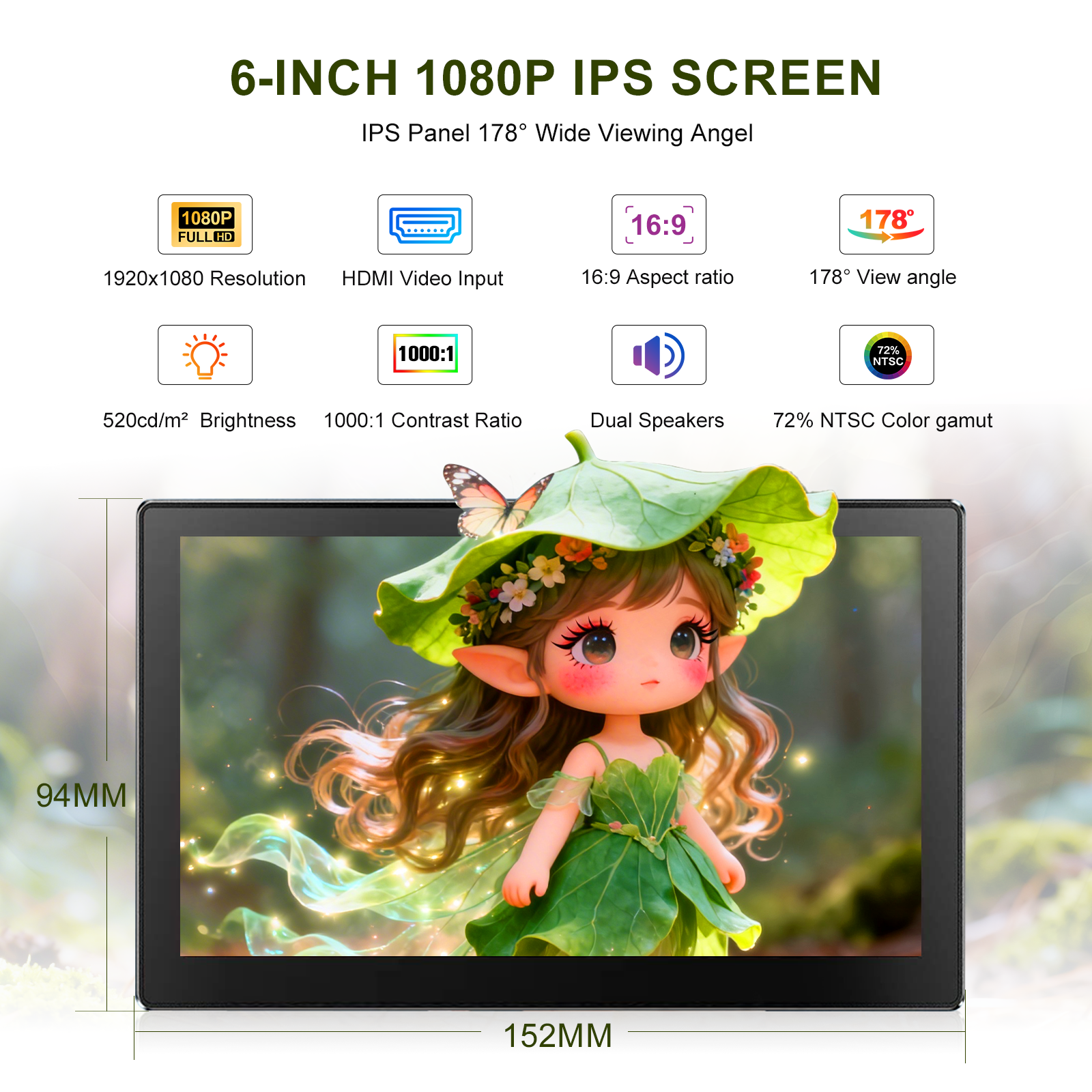 6 Inch Portable Monitor HD 108 - Gaming Console Portable Pc avaliação e preço