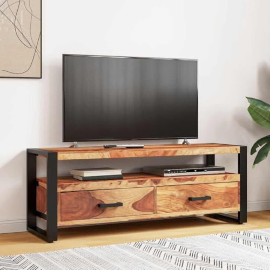 Solid Wood Acacia TV Stand 47. - Gaming Console Room avaliação e preço
