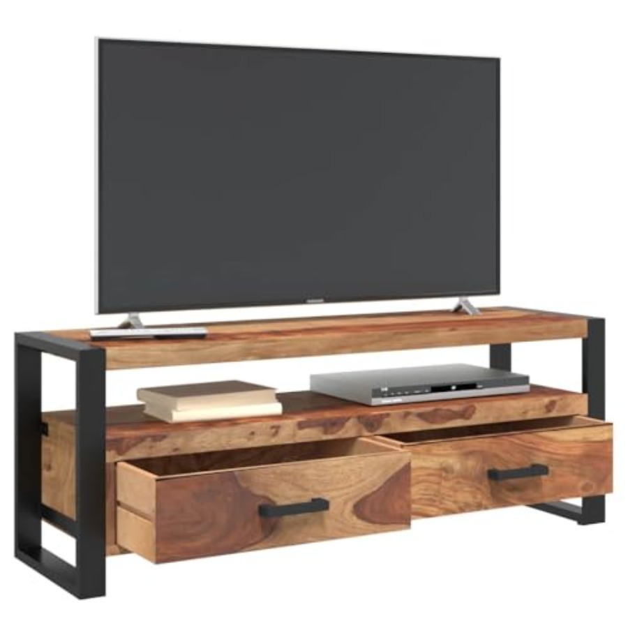 Solid Wood Acacia TV Stand 47. - Gaming Console Room avaliação e preço