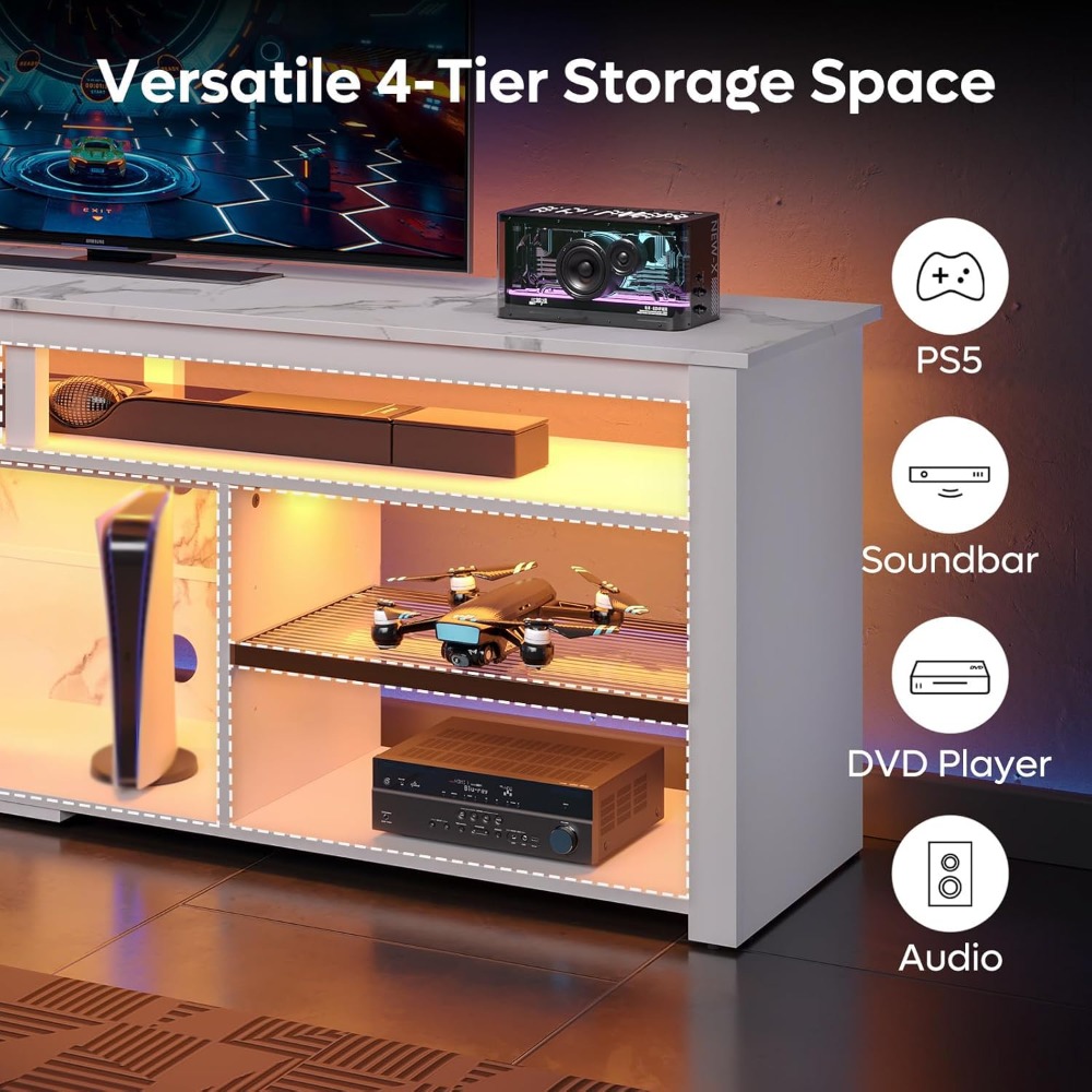 TV Stand for 75 inch TV, Tall  - Gaming Console Room avaliação e preço