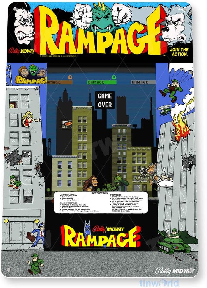 TIN SIGN Rampage Arcade Sign G - Gaming Console Room avaliação e preço