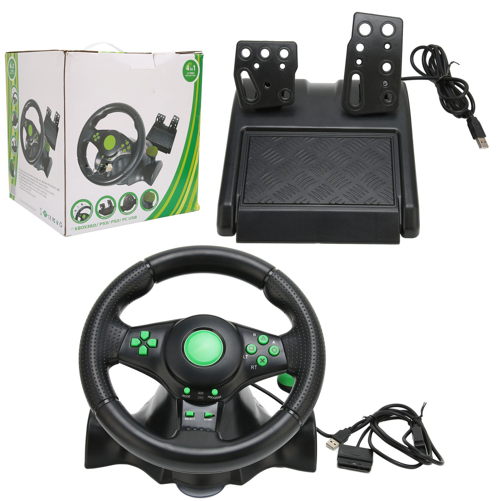 PC Racing Wheel Game Steering  - Racing Pedal Set avaliação e preço